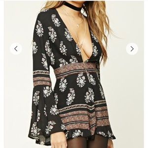 Floral bell sleeve romper